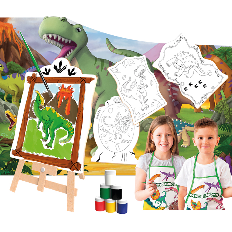 Kit De Dinossauros Educativo Em Madeira Para Colorir