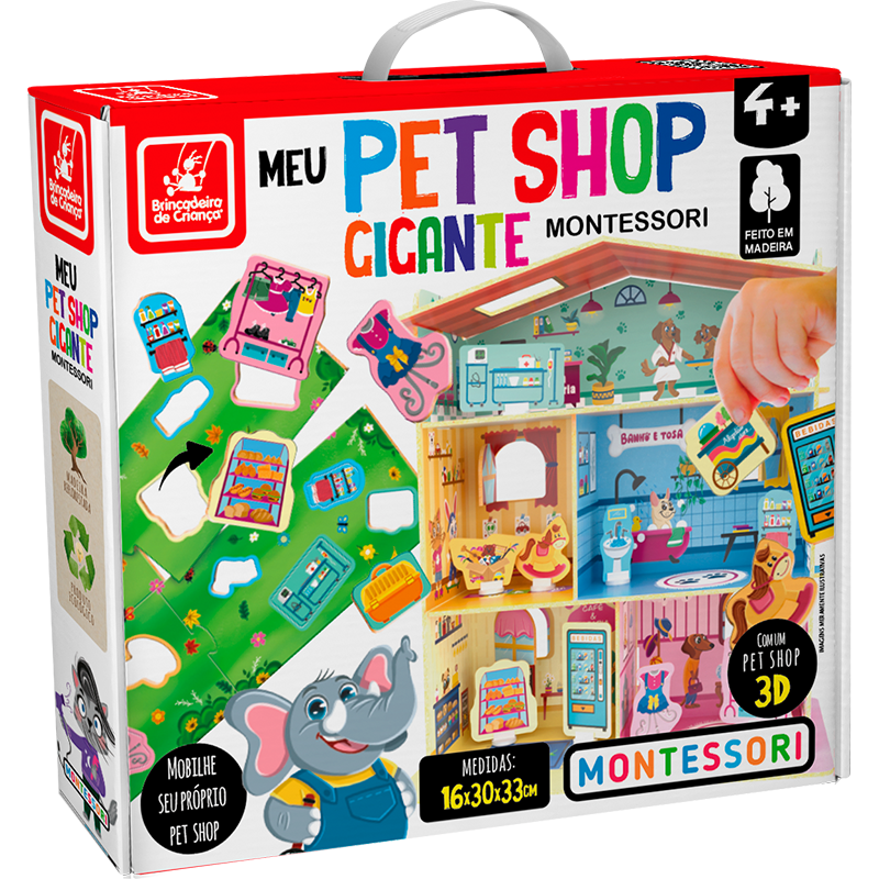 Jogo E Quebra Cabeça Encaixe Meu Pet Shop Gigante Montessori