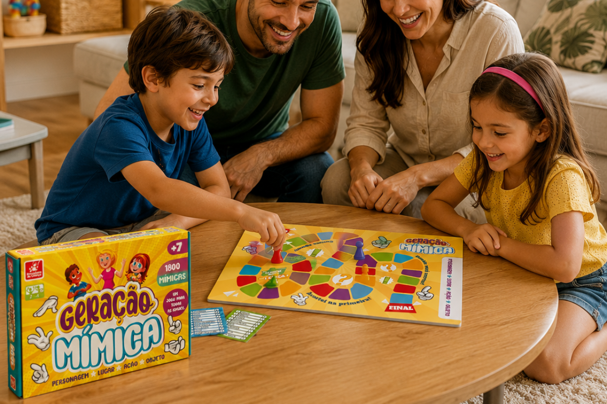 Família brincando com Geração Mímica